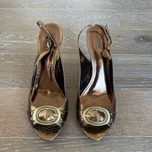 Carlos Santana Croc Print Peep Toe Slingback | 11M